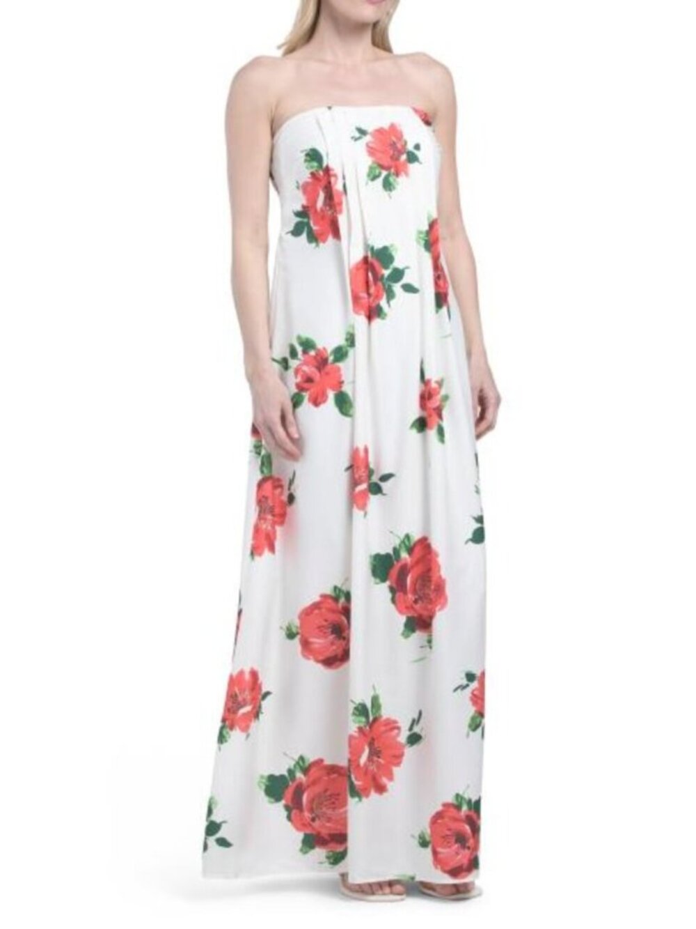 US TOGETHER Strapless Floral Print Maxi Dress